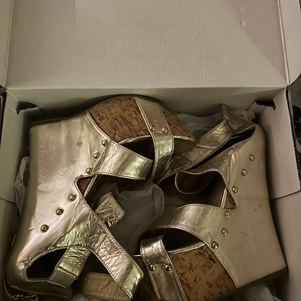 Gold Wedge Sandals